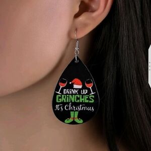 ✨3 FOR $28✨🆕🎄GRINCH EARRINGS - DRINK UP GRINCHES🎄